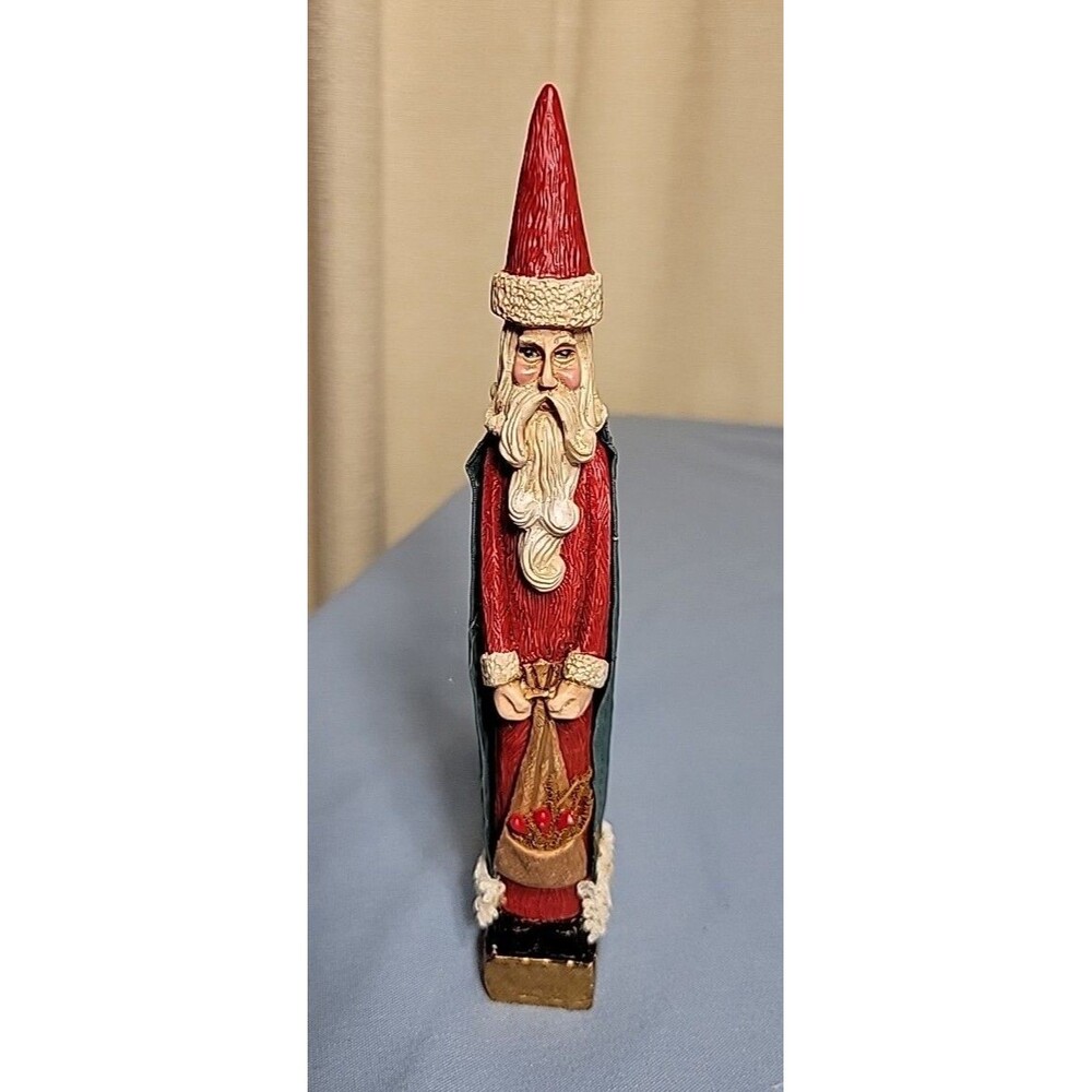 Vtg 7" Santa Claus Christmas Figure Holiday Decor Holding Bag & Clothique Cape